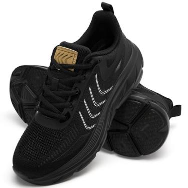 Imagem de Larwen Tênis feminino para caminhada: tênis leve e confortável para corrida atlética, Preto completo, 40