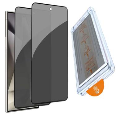 Imagem de ZSHMJMJ Protetor de tela para Samsung Galaxy S24 Ultra Privacidade, vidro temperado antiespião de 28° com [kit de remoção de poeira de alinhamento automático], suporte para desbloqueio de impressão