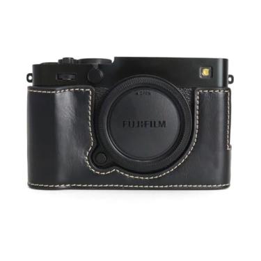 Imagem de MUZIRI KINOKOO Capa Fuji XE5, meia capa de couro PU compatível com câmera digital mirrorless Fujifilm X-E5/XE5 - com compartimento de abertura de bateria e design de mão - preta