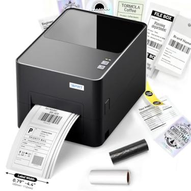 Imagem de Impressora de etiqueta térmica e térmica direta, impressora de mesa 10 x 15 cm para etiqueta de envio de código de barras e pulseira, compatível com UPS FedEx Amazon eBay Shopify, conectividade USB e