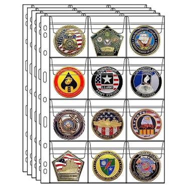 Imagem de MUQING Fornecedores de coleção de moedas com 240 bolsos, 20 folhas com 12 bolsos para colecionadores, páginas de bolso para moedas, capas de plástico para fichário, protetor de suporte de exibição de