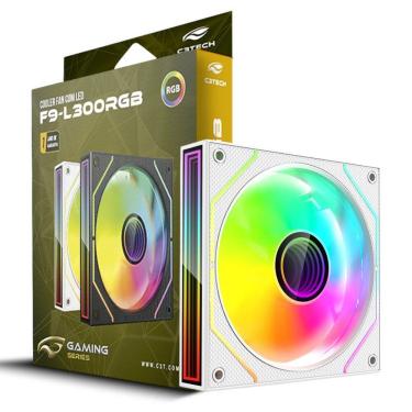 Imagem de Cooler Fan F9-L300WH C3Tech RGB 120?mm LED RGB Espelho Infinito, Moldura Slim, Molex 4-Pinos - Branco