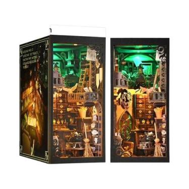 Imagem de Estante De Livros Miniatura De Madeira Para Casa De Bonecas Com Luz, K