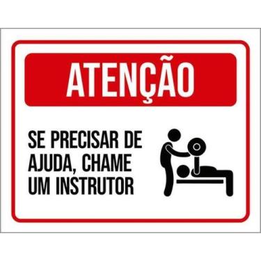 Imagem de Kit 10 Placas Se Precisar De Ajuda Chame Instrutor Academia - Sinalizo