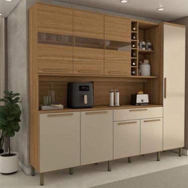 Imagem de Cozinha Compacta Vanguardia 8 Portas 1 Gaveta 100% Mdf com Vidro Amênd