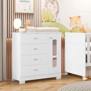 Imagem de Cômoda para Quarto de Bebê em Mdf Katatau Branco Fosco