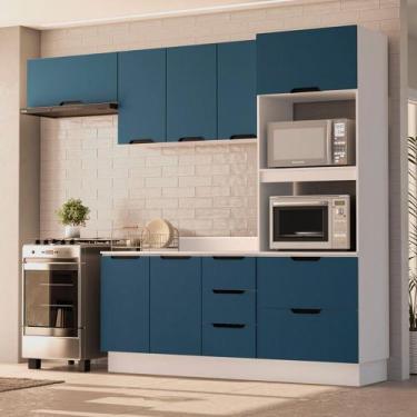 Imagem de Cozinha Modulada 4 Peças com Tampo e Rodapé Maeena Politorno, Branco c