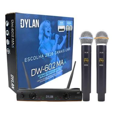 Imagem de Microfone sem Fio Duplo Dylan Dw602 Max Uhf Multifrequencial