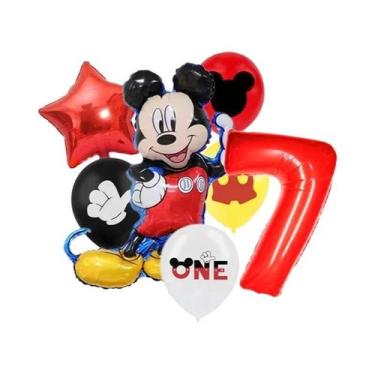 Imagem de Conjunto De Balões De Folha Minnie E Mickey Mouse 7 Peças Para Decoraç