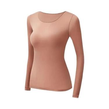 Imagem de Camiseta Térmica Feminina De Manga Longa Fina Para Outono Inverno L-XL