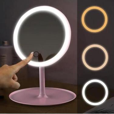 Imagem de Espelho LED 3 Tons para maquiagem Touch Mesa Articulado - Plena Mix, R
