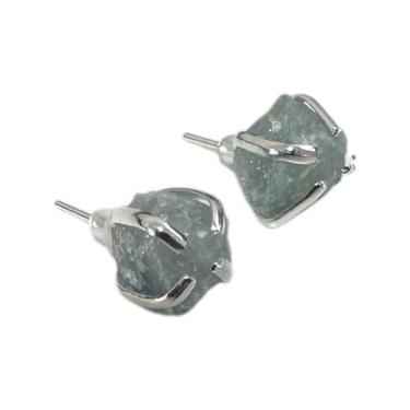 Imagem de Brinco Pedra Natural Água Marinha Garrinha Banhado Ouro Prata - Equilí