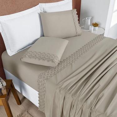 Imagem de Jogo de Lençol Solteiro Nobless 200 Fios 3 Peças - Taupe - Bia Enxovai