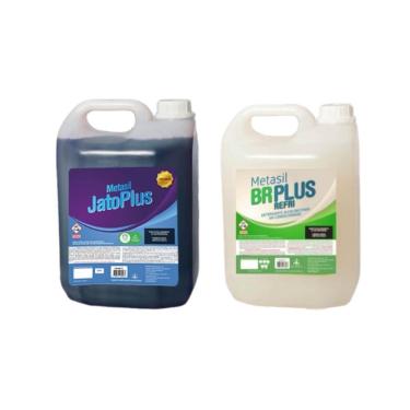 Imagem de Kit Detergente Desincrustante Metasil Jato Plus 5 Litros + Detergente Desengordurante BR Plus Refri 5 Litros
