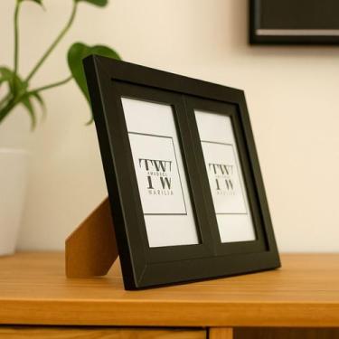 Imagem de Porta Retrato Duo Classic para fotos 10x15cm madeira e vidro - TW Quad