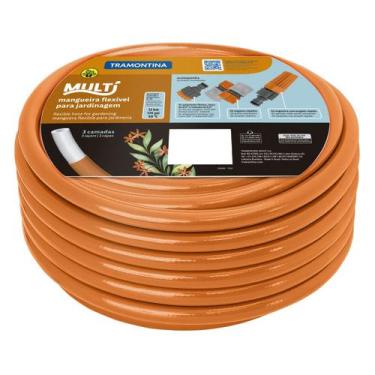Imagem de Mangueira Multi 1/2 Tramontina Laranja em PVC 3 Camadas 25 m com Engat