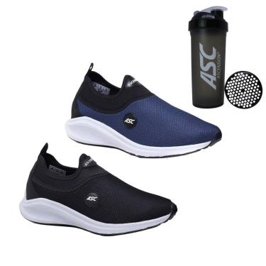 Imagem de Kit 2 Tênis Asc Calce Fácil Conforto Academia+Coqueteleira-Unissex