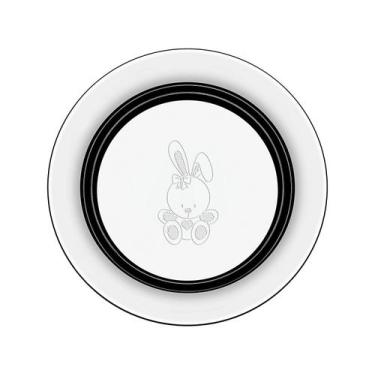 Imagem de Prato Infantil Tramontina Le Petit Aço Inox Coelhinho 23 cm, Prata, Co