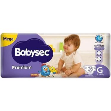 Imagem de Fralda Babysec Premium Mega G com 26 unidades, G, 26