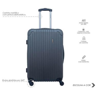 Imagem de Mala Rígida De Fibra 360° Tamanho Grande - Gladiador - A2 - Cinza