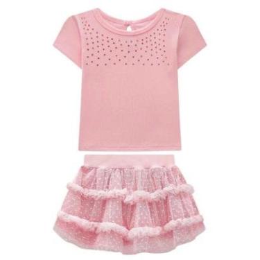 Imagem de Conjunto Infantil Menina Blusa/Saia Tule Rosa Somnii-Feminino