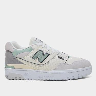 Imagem de Tênis New Balance 550 Feminino, Branco, Cinza, 38