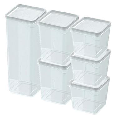 Imagem de Pote Quadrado Modular para Cozinha Kit 6 Organizador de Alimentos Plástico Livre de BPA...