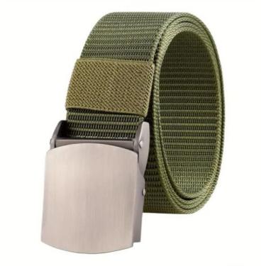 Imagem de Cinto Masculino OEM Largo de Nylon 3 e 8cm X 120cm Ferro Verde com Fivela em PVC Plástico para Homem