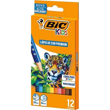 Imagem de Lápis de Cor BIC Premium Kids com 12 Cores Vibrantes Corpo Sextavado em Madeira Resiste...