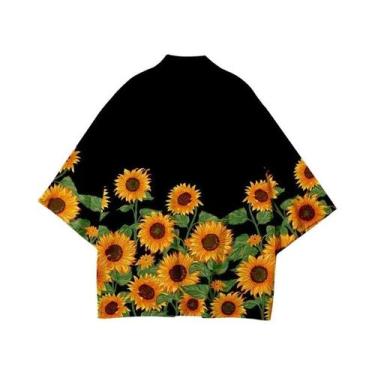 Imagem de Yukata Unissex Com Estampa De Sakura, Kimono Japonês Estilo Harajuku, 