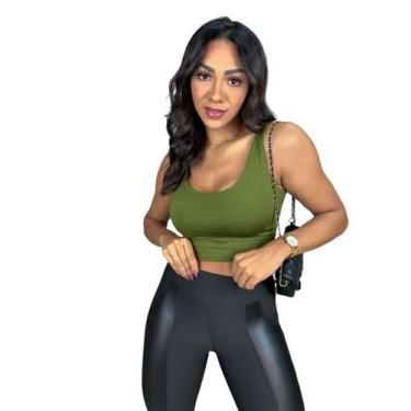 Imagem de Top Cropped Regatinha Liso Alça Grossa - TRIBO MODAS, Oliva, M