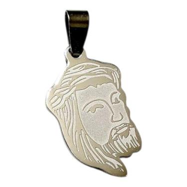 Imagem de PINGENTE aço inox PRATEADO ROSTO DE JESUS religioso santo - ASA, PINGE