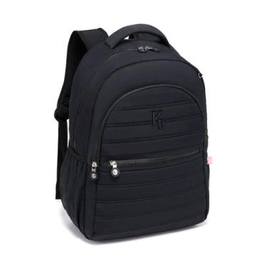 Imagem de Mochila Kika Lisa Forrada Feminina Escolar Com Chaveiro 2026, Preto05
