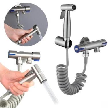 Imagem de Kit Ducha Higiênica Inox Com Registro E Mangueira Espiral Banheiro Ent