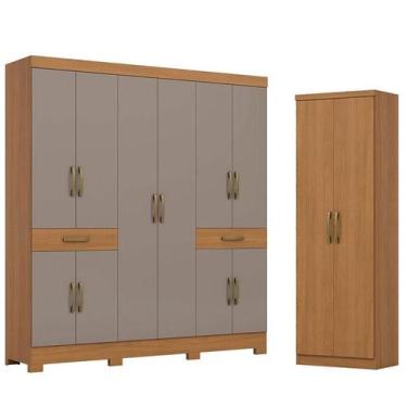 Imagem de Guarda Roupa Casal 10 Portas 02 Gavetas B384 Cinamomo Avelã com Armári
