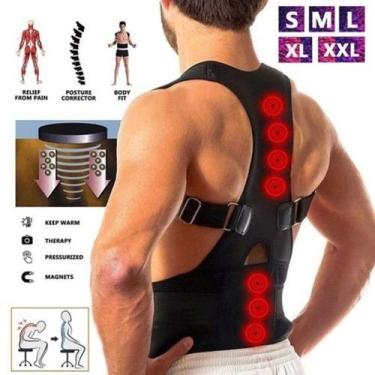 Imagem de Cinta Postural Feminina Ajustável Colete Magnético para Coluna com Sup