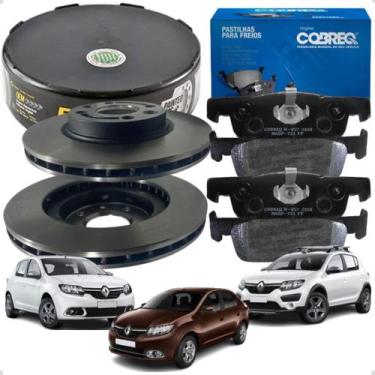 Imagem de Kit Par Discos e Pastilhas de Freio Dianteiros Renault Logan Sandero 1