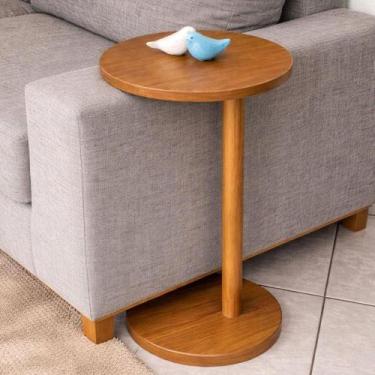 Imagem de Mesa De Apoio Lateral Redonda Monopé Para Sofá e Cama - Lubrano, Mel