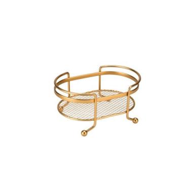 Imagem de Bandeja Oval Mini Organizador Dourado Porta Temperos Aço - ARTHI