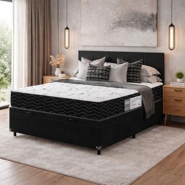 Imagem de Cama Box Airtech Solteiro + Colchão de Molas Ensacadas - Ortobom - Spring - 88x188x60cm...