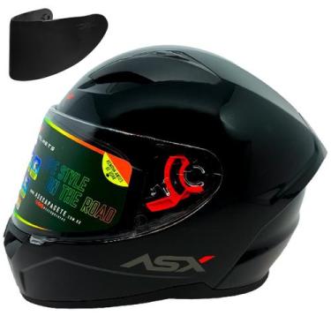 Imagem de Capacete asx city solid brilho preto/grafite com viseira fumê, 58