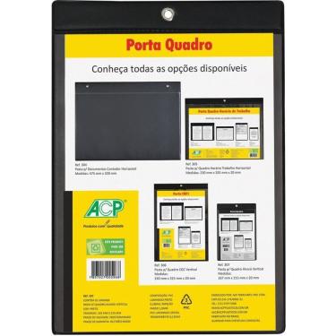 Imagem de Porta Alvará Vertical ACP Plásticos para Documentos em PVC com Ilhós 16,5x21,5CM Preto