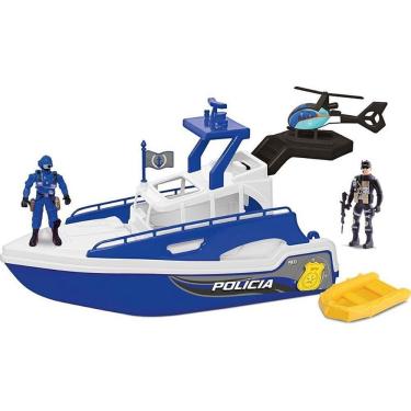 Imagem de Cenário Temático Barco Patrulha Naval Polícia com Helicóptero Bote e Soldados Samba Toys