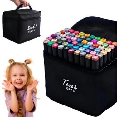 Imagem de Canetas Touch Marcador Ponta Dupla Kit 60 Cores Para Colorir Criativo