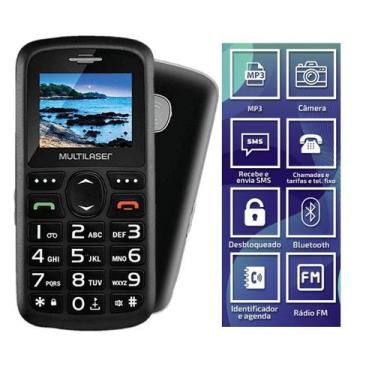 Imagem de CELULAR DO IDOSO VITA 3G + BASE BOTÃO SOS FÁCIL USO P9091 Cor:Preto - 