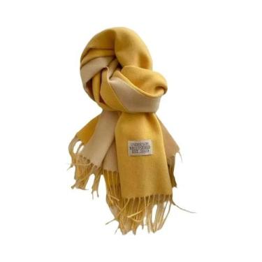 Imagem de Cachecol De Cashmere Dupla Face Quente Com Franjas Em Diferentes Cores