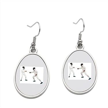 Imagem de Brinco de espada masculino composto usando terno de esgrima para praticar com brincos de espada – Brincos pendurados para meninas – Presente de festa de aniversário dos namorados,