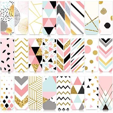 Imagem de Conjunto de 24 marcadores magnéticos fofos magnéticos geométricos marcadores de página clipes de página sortidos para estudantes, professores, materiais escolares para escritório em casa (cor encantadora)