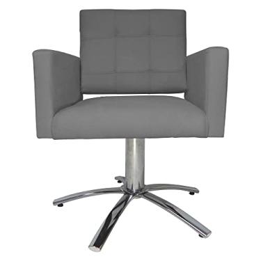 Imagem de Poltrona Decorativa Camila Pés Metal Giratório Suede Cinza - DS Estofados