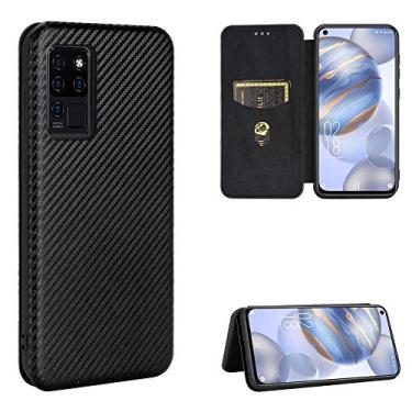 Imagem de YUNCHAO Caixa de telefone Para oukitel c21 textura de fibra de carbono Flip TPU + PC + PU Couro com slot de cartão capa para celular